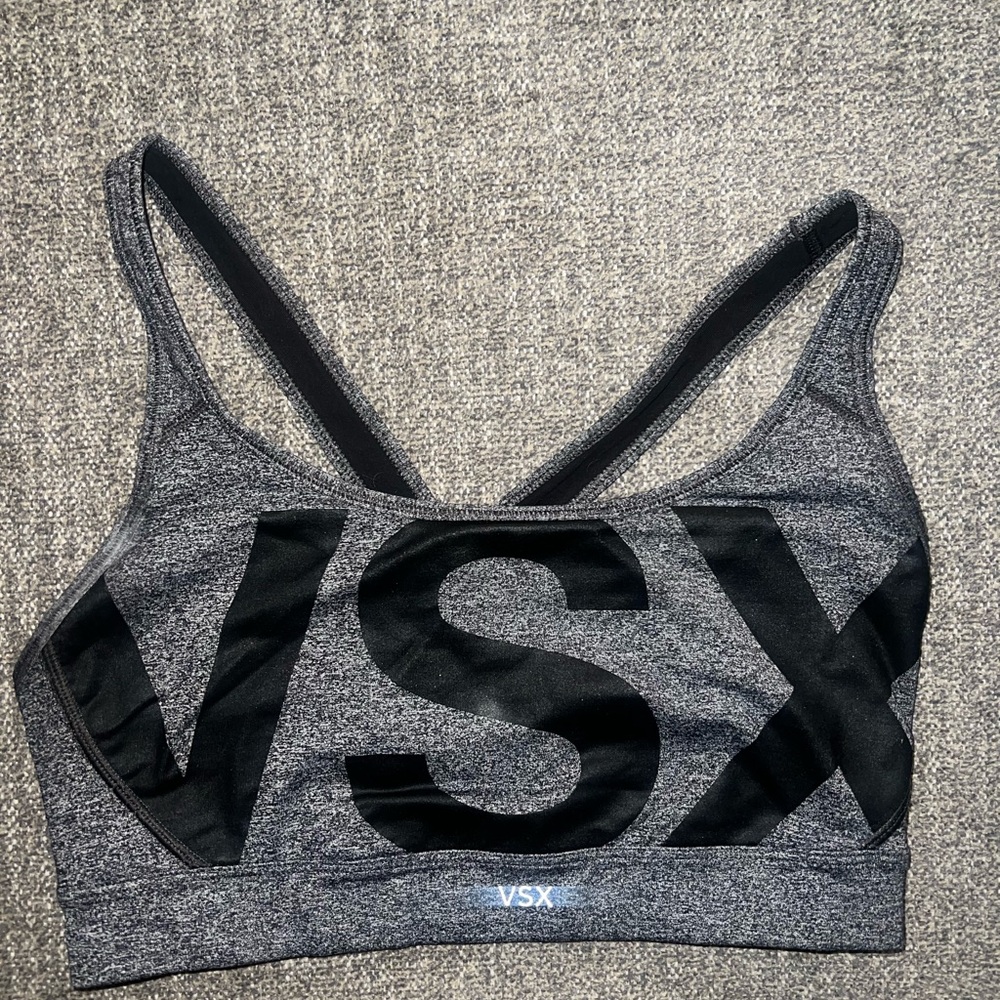 VSX Heather Gray and Black Sports Bra
